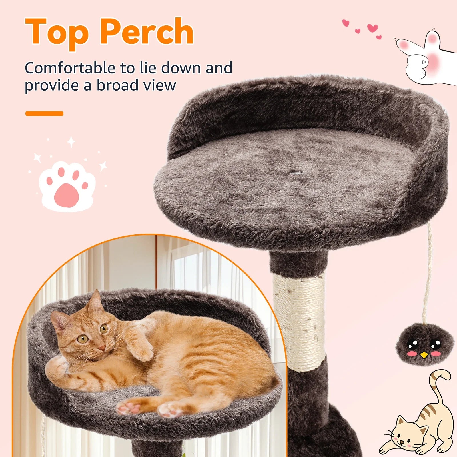 YXT Cat Trees Cat Climbing Frame for Indoor Cats Multi-Level with Scratching Posts Cat Tower Padded Top Perches and Condo