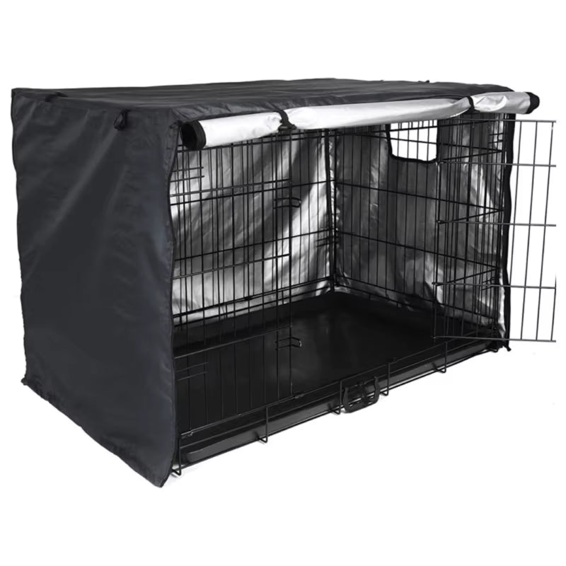 Dog Crates Cover for 24In/30In/36In/43In Wire Dog Cage Durable Waterproof Oxford-Fabric with 2 Door Indoor/Outdoor 87HA