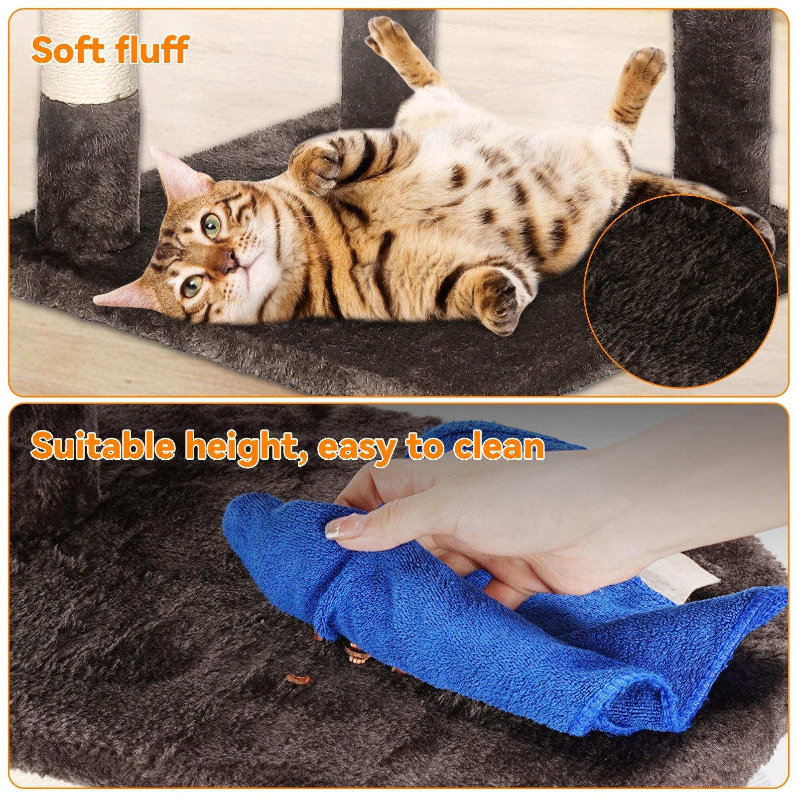 YXT Cat Trees Cat Climbing Frame for Indoor Cats Multi-Level with Scratching Posts Cat Tower Padded Top Perches and Condo