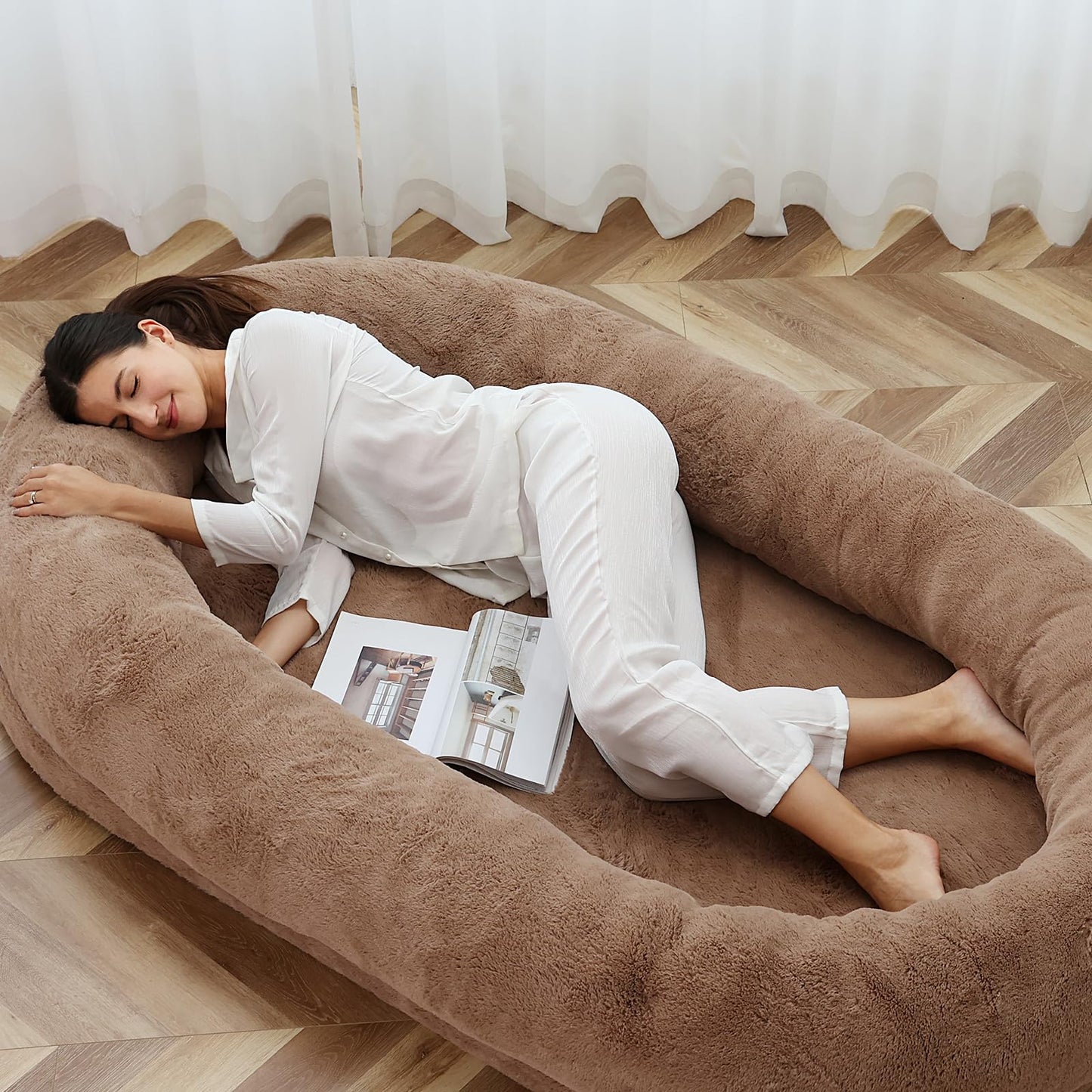 Dog Beds for Humans Size Fits You and Pets Washable Faux