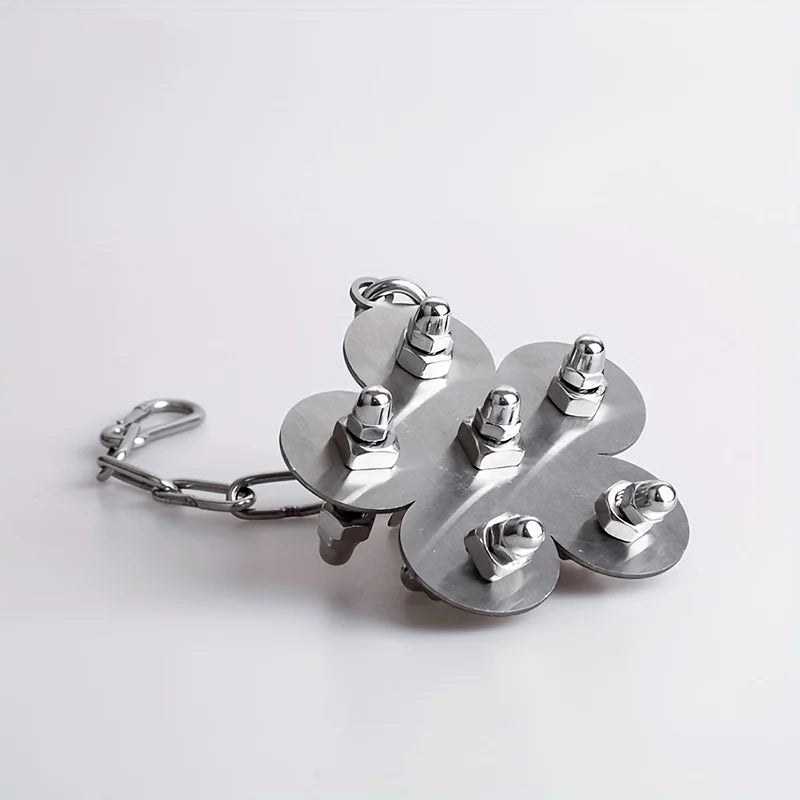 Parrot Stainless Steel Biting Toy Durable Cage Hanging Chewing Bird Toys Parrot Bell Puzzle Interactive Foraging Bird Toys