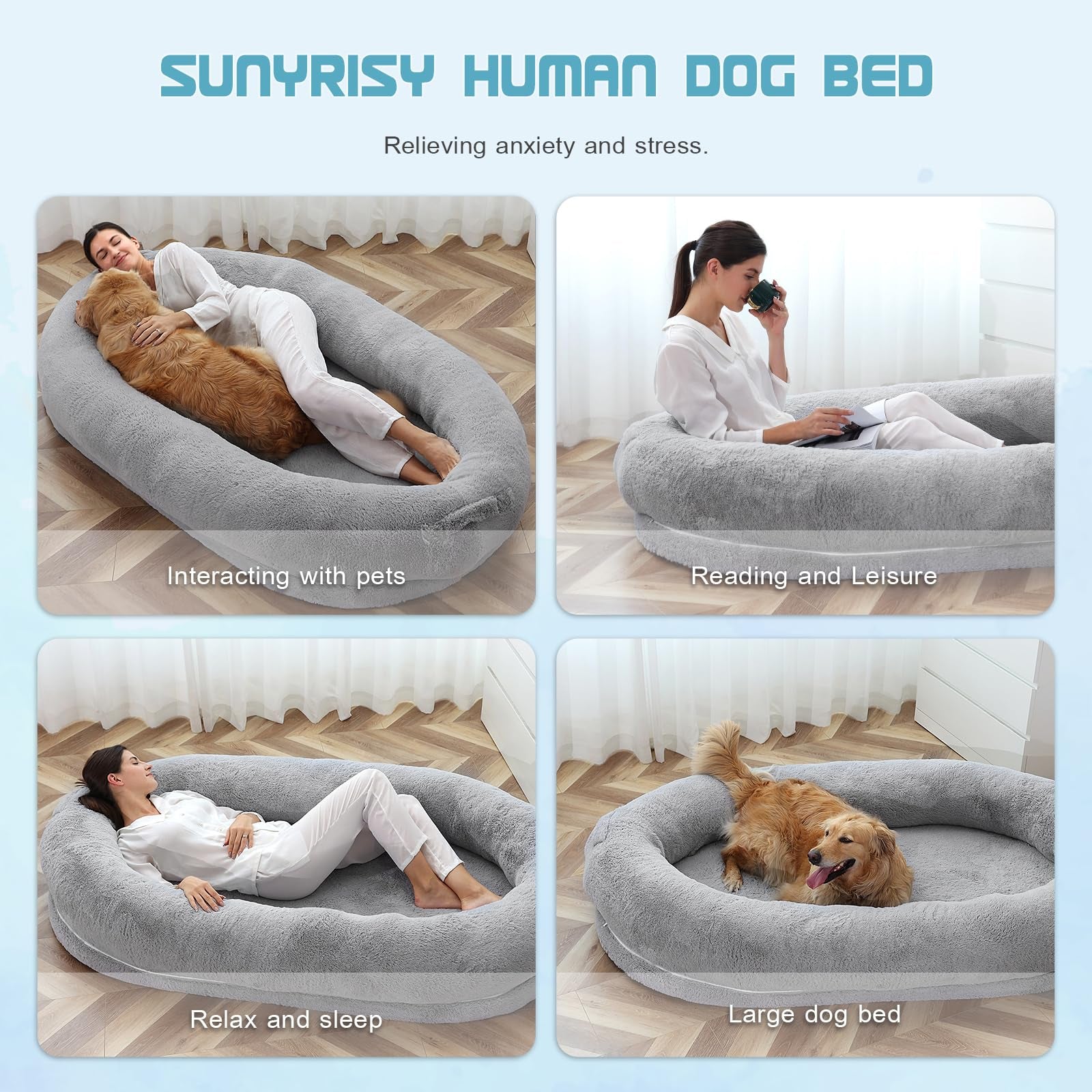 Dog Beds for Humans Size Fits You and Pets Washable Faux