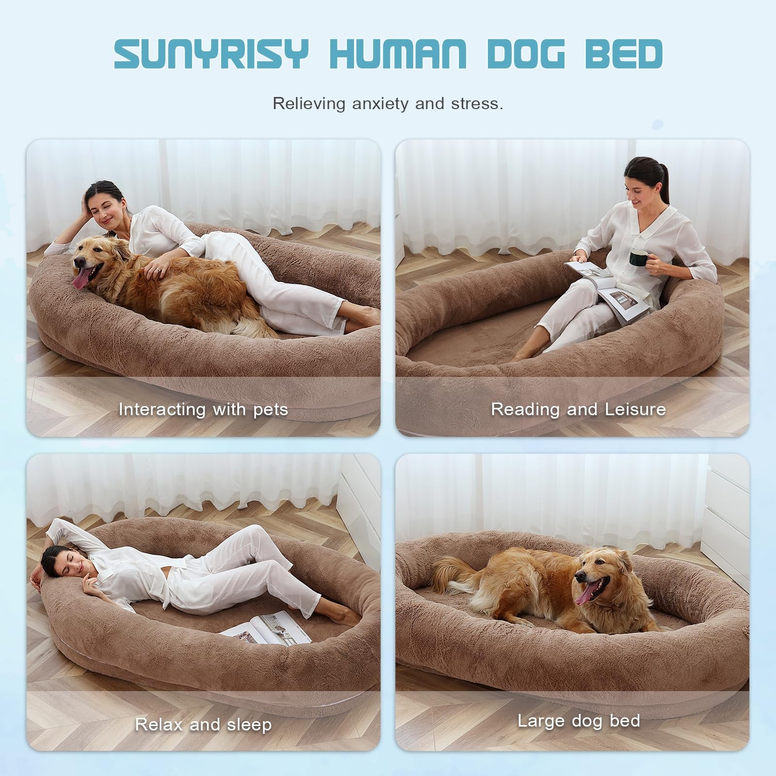 Dog Beds for Humans Size Fits You and Pets Washable Faux