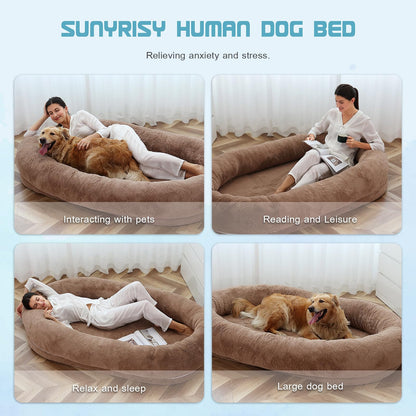 Dog Beds for Humans Size Fits You and Pets Washable Faux