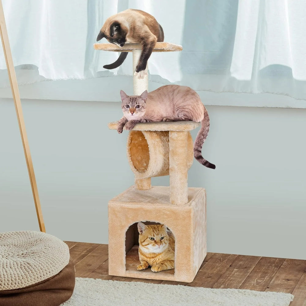36 Inches Cat Trees for Kittens Cat Furniture Towers with Scratching Posts, Double Perches, and Roomy House Kitty Cat