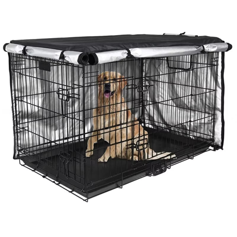 Dog Crates Cover for 24In/30In/36In/43In Wire Dog Cage Durable Waterproof Oxford-Fabric with 2 Door Indoor/Outdoor 87HA