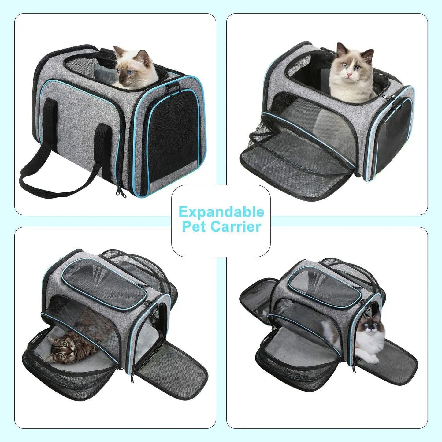 Pet Carriers Four Sides Expanded Dog Carriers Pet Car Travel Bag Expandable Pet Cat Puppy Dog Bag Slings Tote for Small Animals