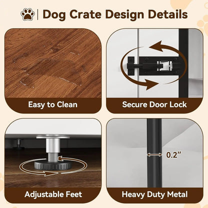 Dog Crate Furniture for 2 Dogs, 71" Dog Kennel Indoor with Cushions,Xxl Wooden Dog Crates TV Stand with Removable Divider