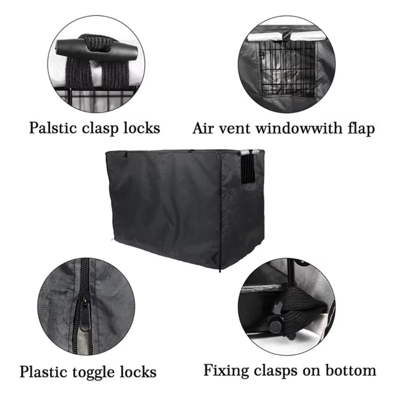 Dog Crates Cover for 24In/30In/36In/43In Wire Dog Cage Durable Waterproof Oxford-Fabric with 2 Door Indoor/Outdoor 87HA