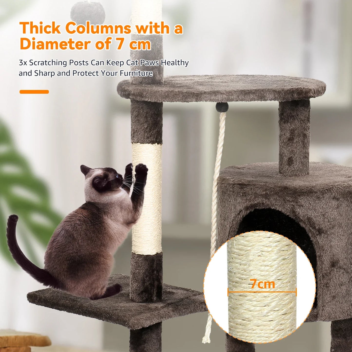 YXT Cat Trees Cat Climbing Frame for Indoor Cats Multi-Level with Scratching Posts Cat Tower Padded Top Perches and Condo