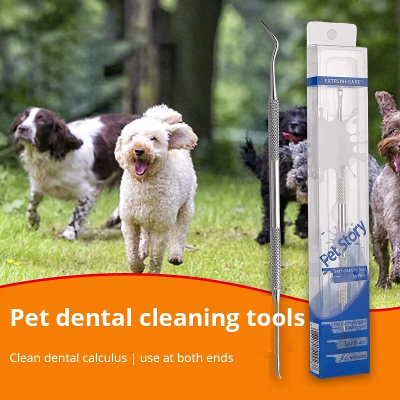 Stainless Steel Dog Dental Cleaning Tool - Tartar Remover and Breath Freshener for Pets