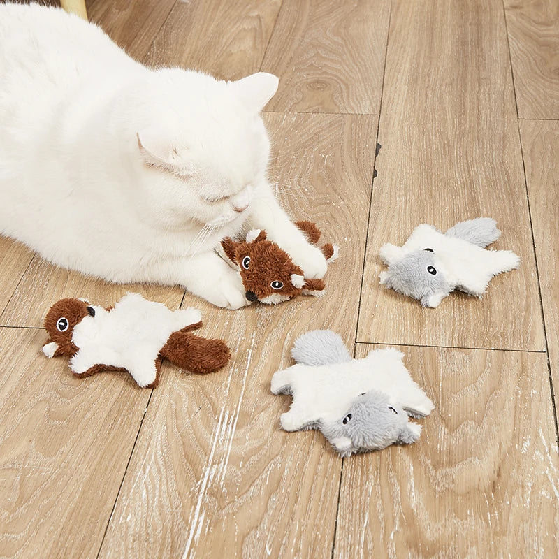 Interactive Cat Toys Cat Kicking Plush Toys for All Breeds Creative Flying Squirrel Kitten Sound Toy for Home Pet Room Living
