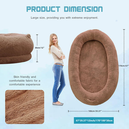 Dog Beds for Humans Size Fits You and Pets Washable Faux